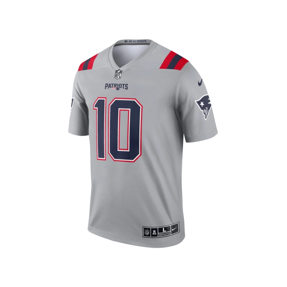 Mens New England Patriots Mac Jones Gray Inverted Legend Jersey