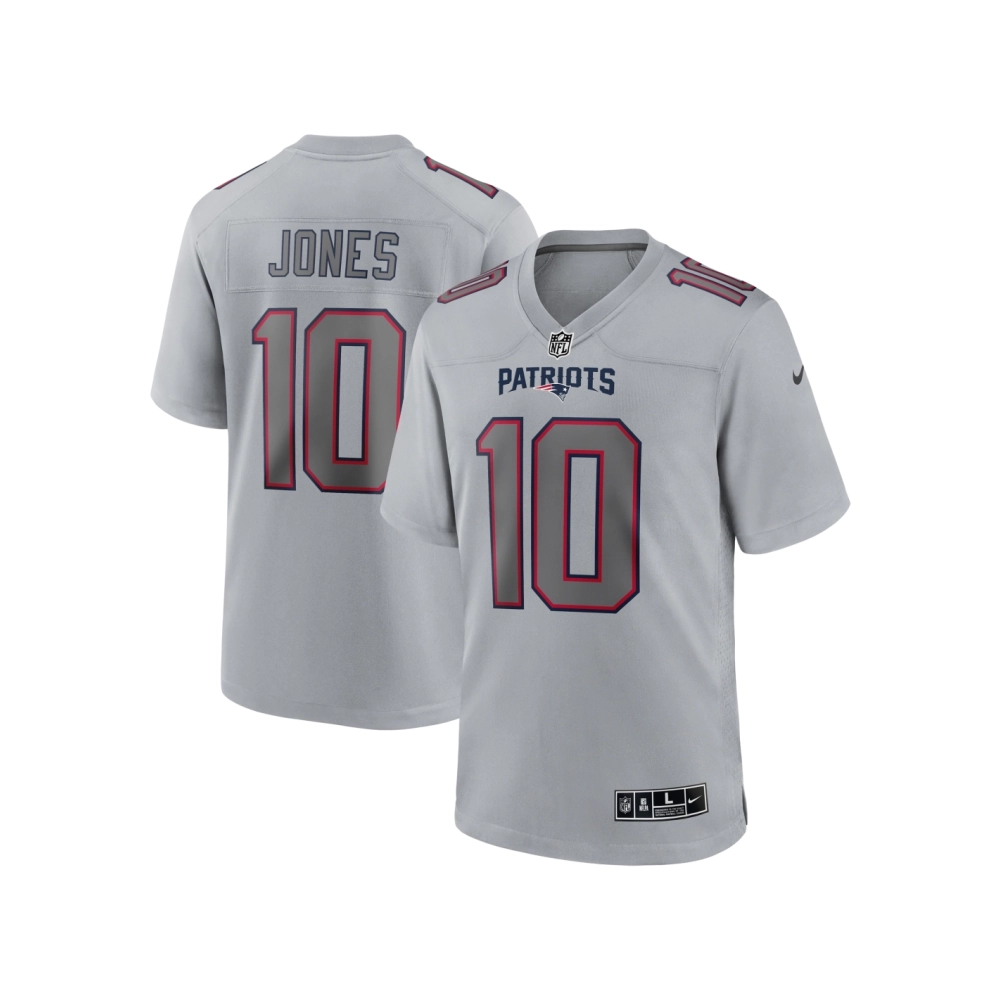 Mens New England Patriots Mac Jones Gray Atmosphere Fashion Game Jersey