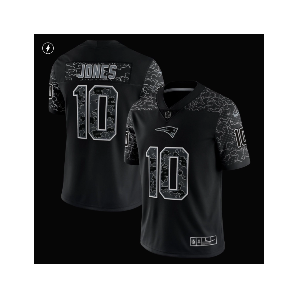 Mens New England Patriots Mac Jones Black RFLCTV Limited Jersey