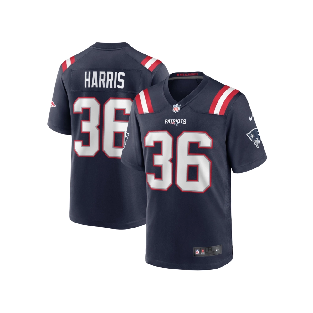 Mens New England Patriots Kevin Harris Navy Game Player Jersey