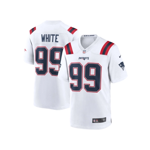 Mens New England Patriots Keion White White Game Jersey