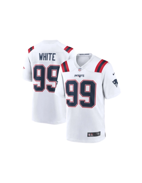 Mens New England Patriots Keion White White Game Jersey