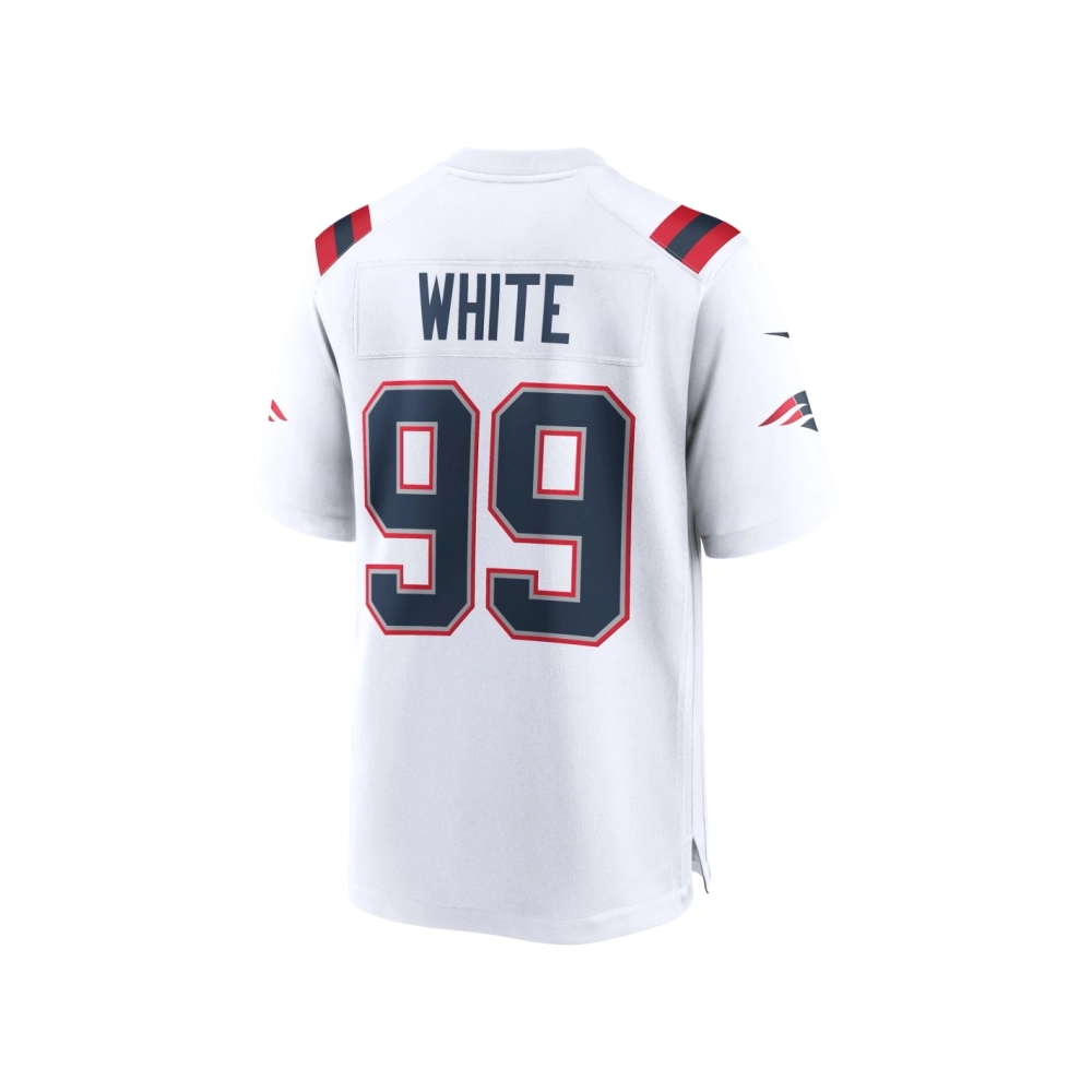 Mens New England Patriots Keion White White Game Jersey