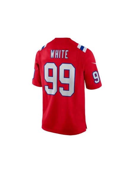 Mens New England Patriots Keion White Red Alternate Team Game Jersey