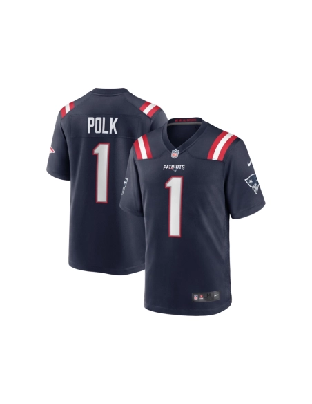 Mens New England Patriots JaLynn Polk Navy Team Game Jersey