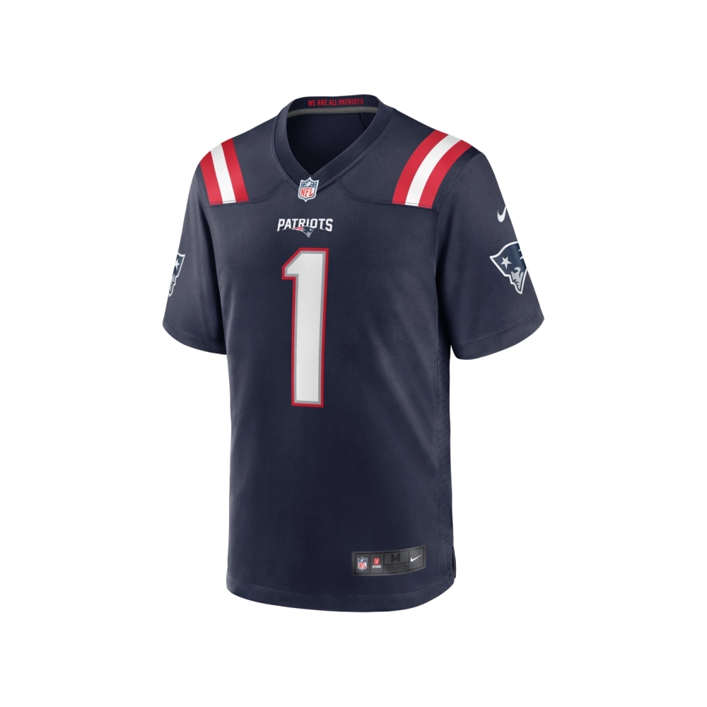 Mens New England Patriots JaLynn Polk Navy Team Game Jersey