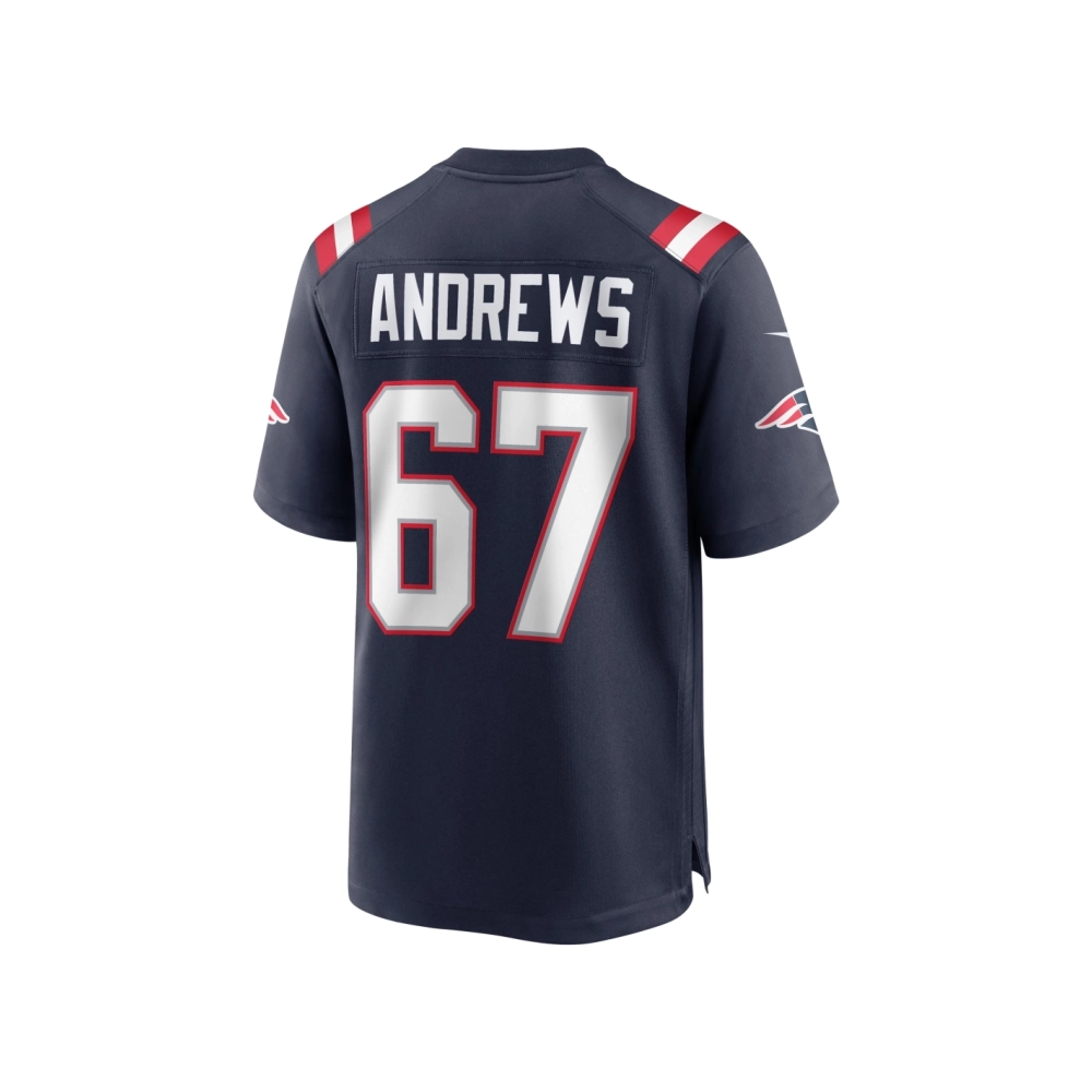 Mens New England Patriots Jake Andrews Navy Team Game Jersey