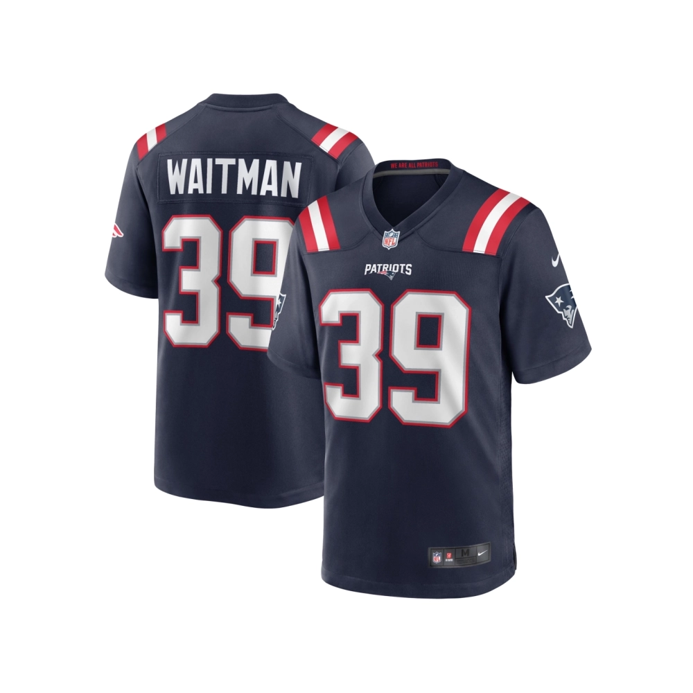 Mens New England Patriots Corliss Waitman Navy Team Game Jersey