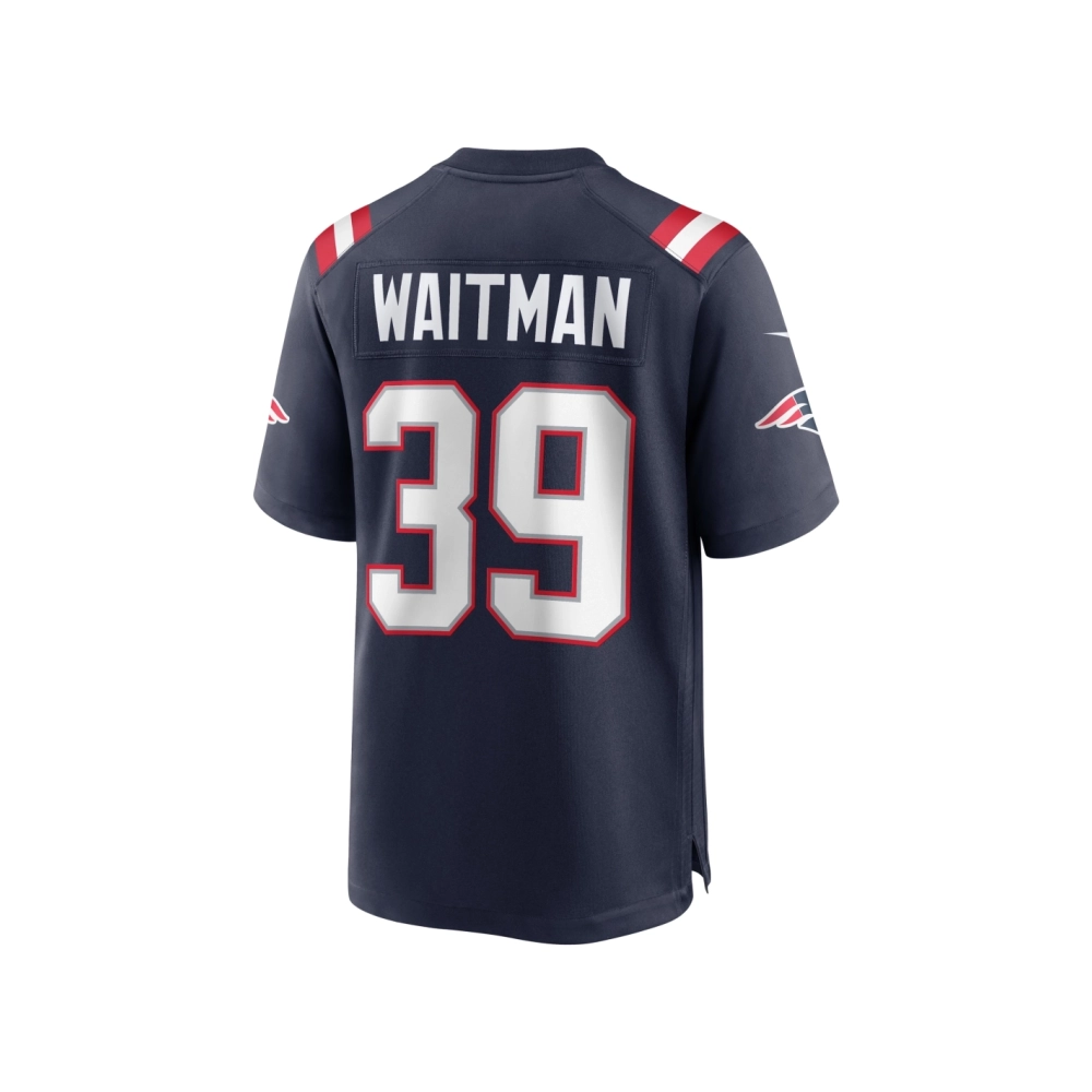 Mens New England Patriots Corliss Waitman Navy Team Game Jersey
