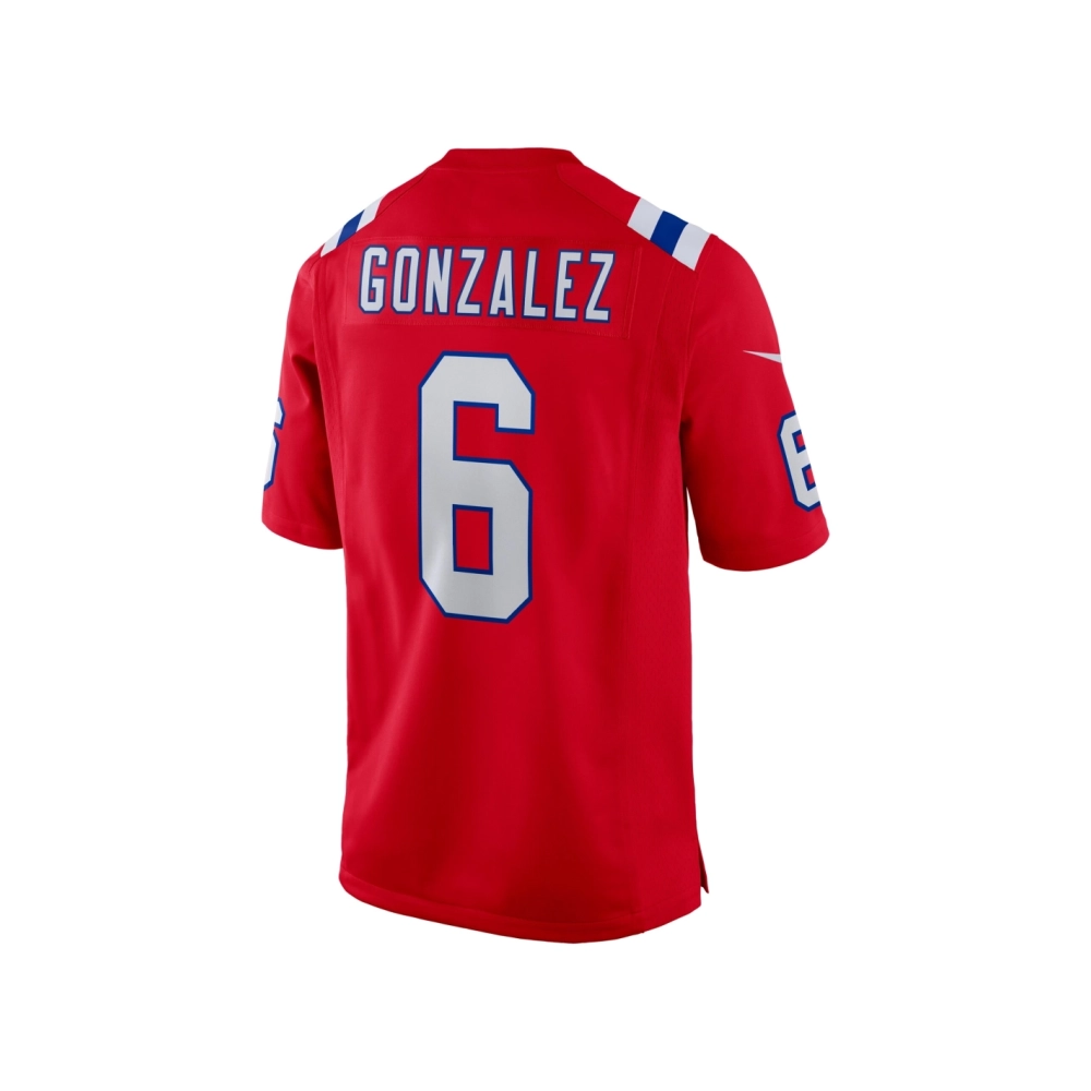 Mens New England Patriots Christian Gonzalez Red Alternate Team Game Jersey