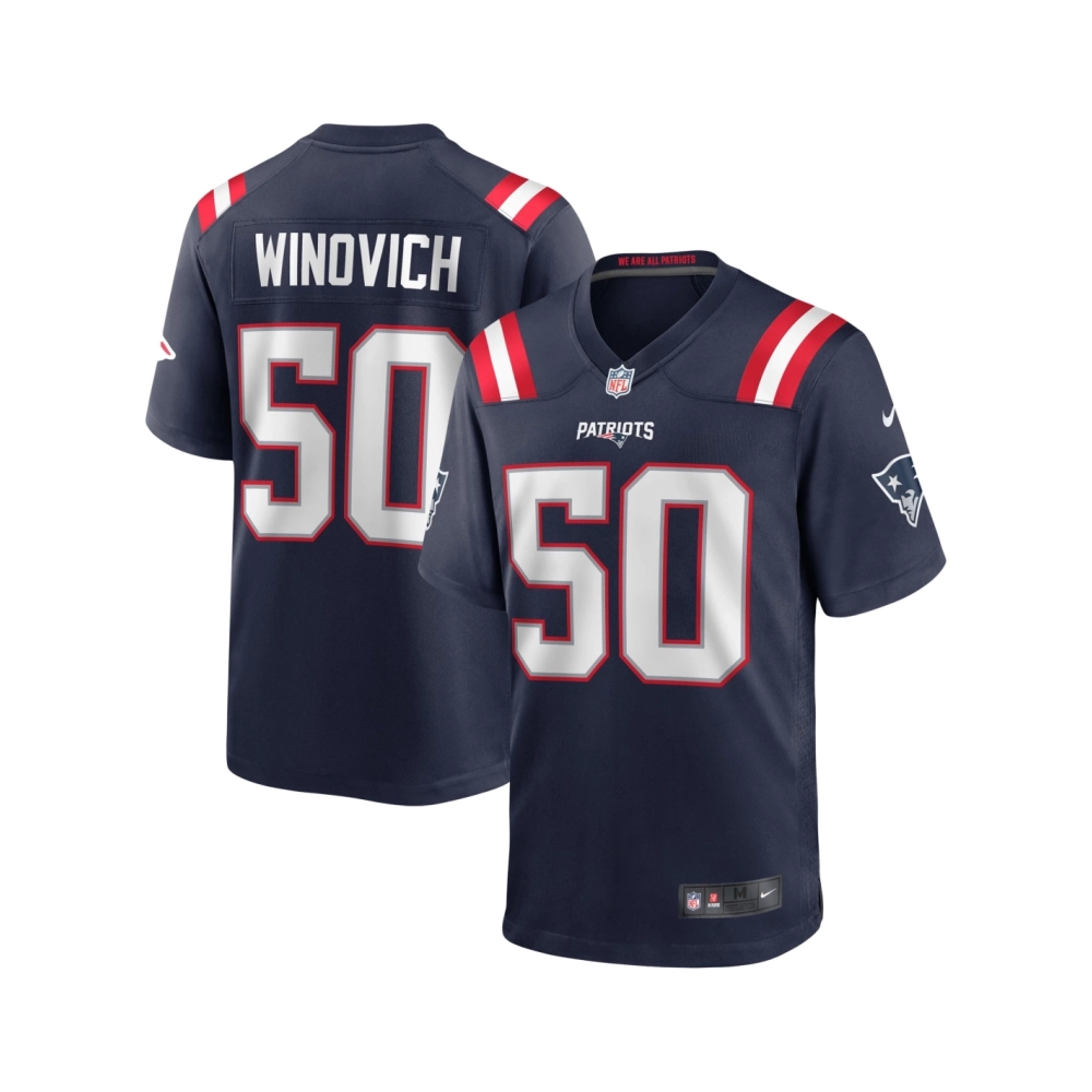 Mens New England Patriots Chase Winovich Navy Game Player Jersey