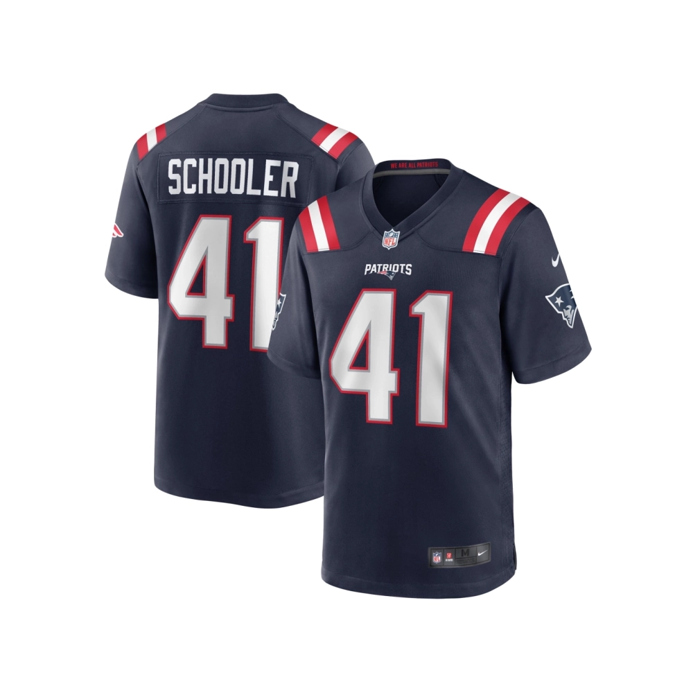 Mens New England Patriots Brenden Schooler Navy Game Player Jersey