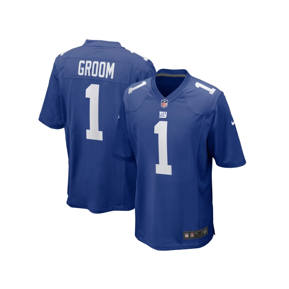 Mens New York Giants Number 1 Groom Royal Game Jersey