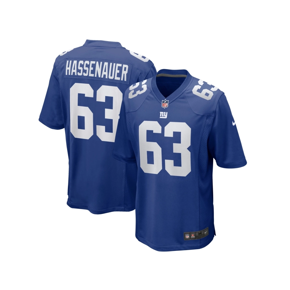 Mens New York Giants JC Hassenauer Royal Team Game Jersey