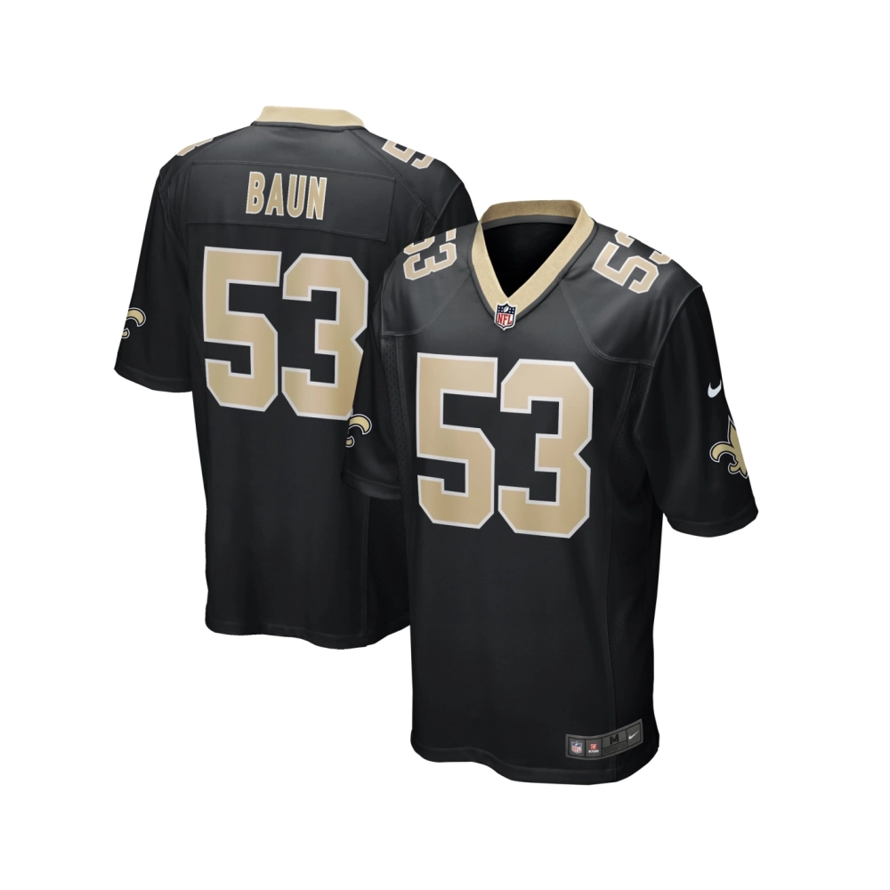 Mens New Orleans Saints Zack Baun Black Game Player Jersey