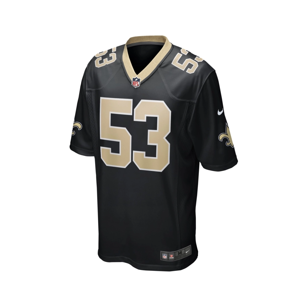 Mens New Orleans Saints Zack Baun Black Game Player Jersey