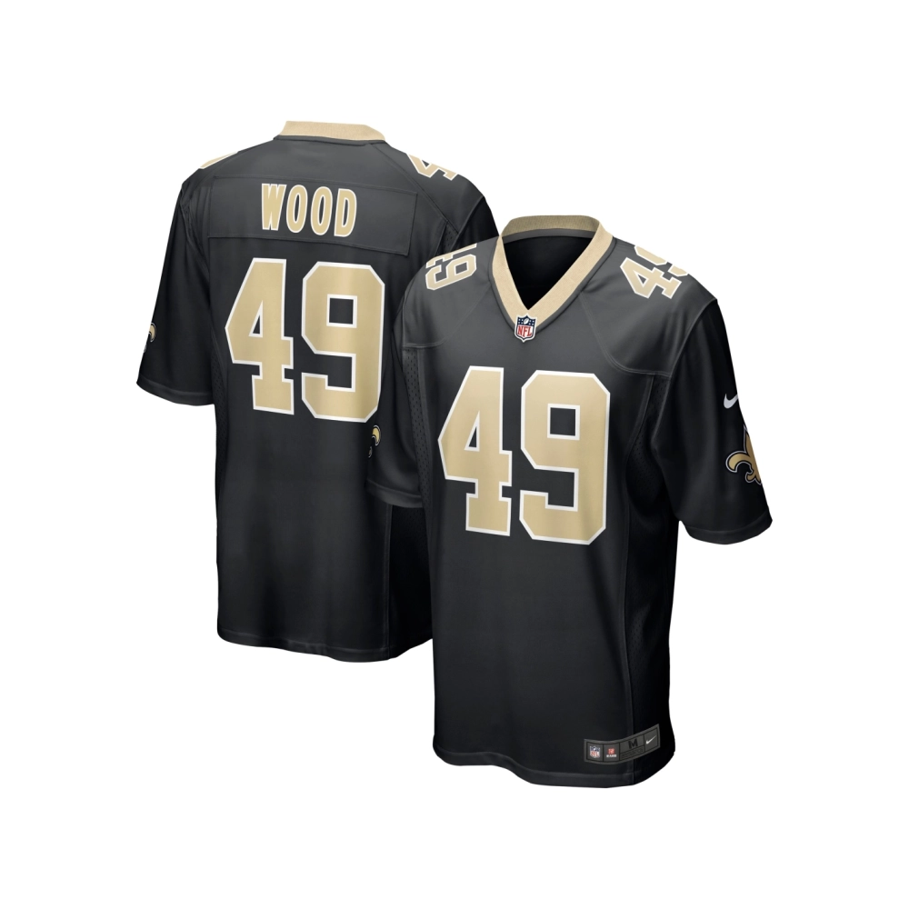 Mens New Orleans Saints Zach Wood Black Game Jersey