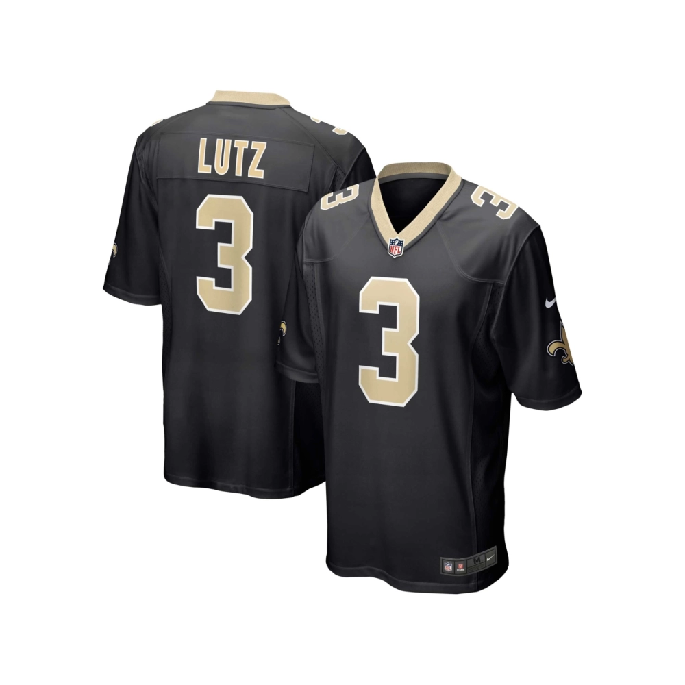 Mens New Orleans Saints Wil Lutz Black Game Jersey