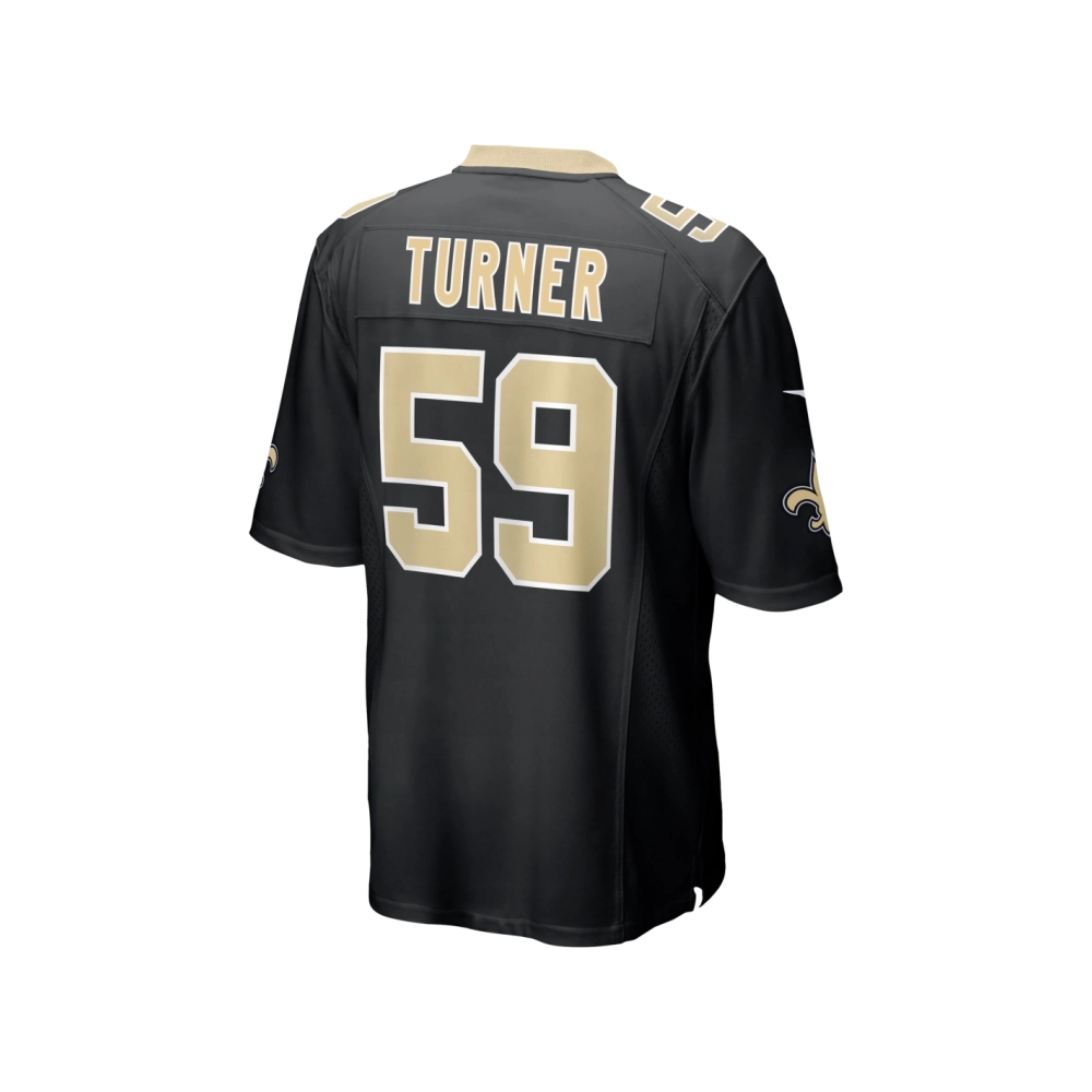 Mens New Orleans Saints Trai Turner Black Team Game Jersey