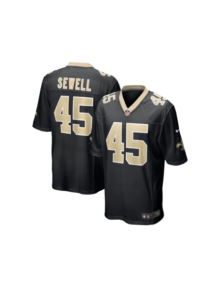 Mens New Orleans Saints Nephi Sewell Black Game Player Jersey