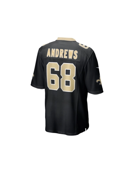 Mens New Orleans Saints Josh Andrews Black Game Player Jersey