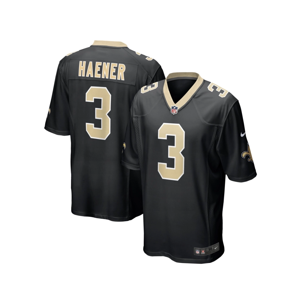 Mens New Orleans Saints Jake Haener Black Team Game Jersey