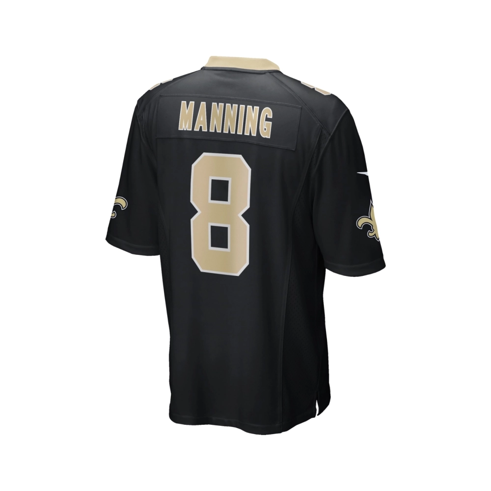Mens New Orleans Saints Archie Manning Black Game Retired Player Jersey