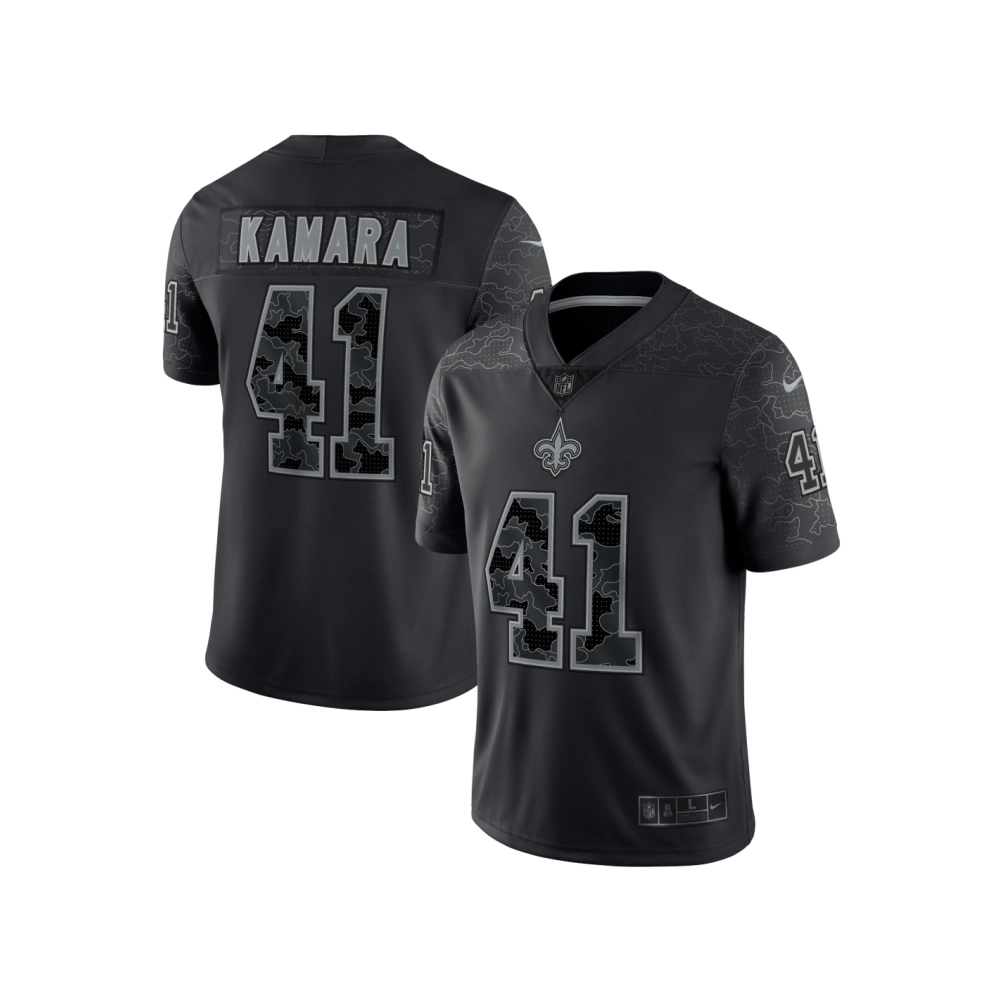 Mens New Orleans Saints Alvin Kamara Black RFLCTV Limited Jersey