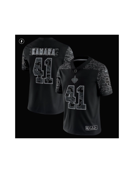 Mens New Orleans Saints Alvin Kamara Black RFLCTV Limited Jersey