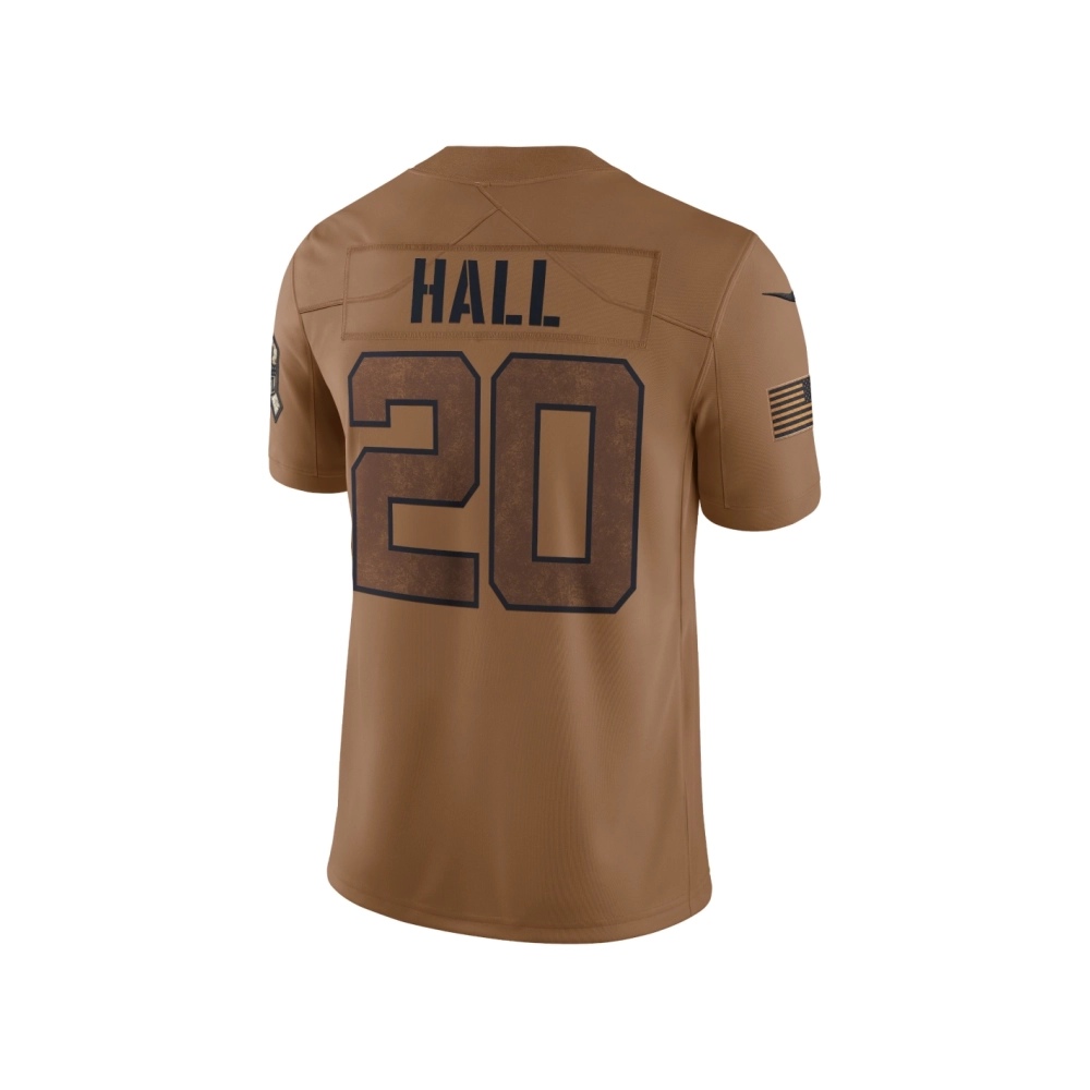 Womens New York Jets Breece Hall Brown 2023 Salute To Service Limited Jersey