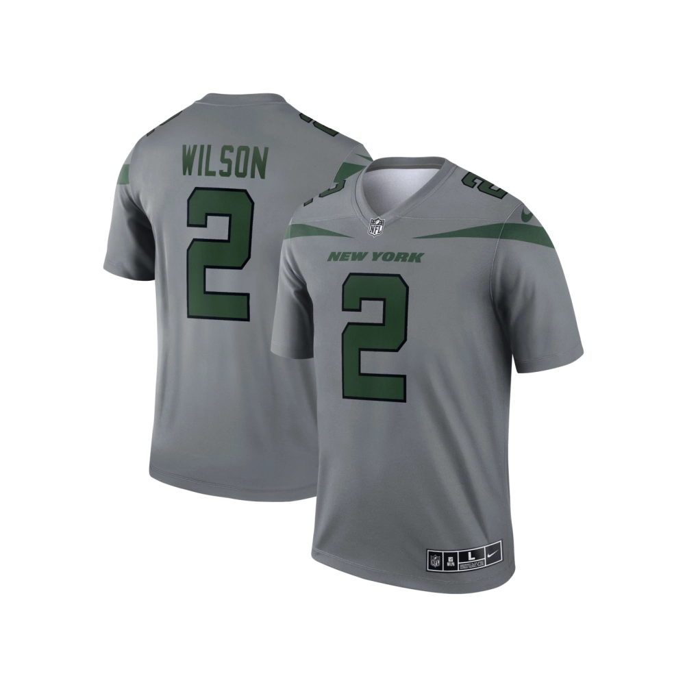 Mens New York Jets Zach Wilson Gray Inverted Legend Jersey