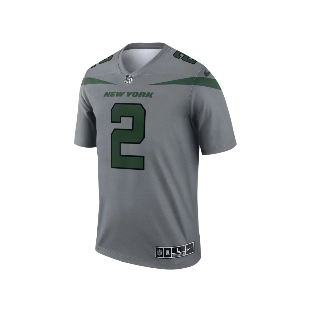 Mens New York Jets Zach Wilson Gray Inverted Legend Jersey