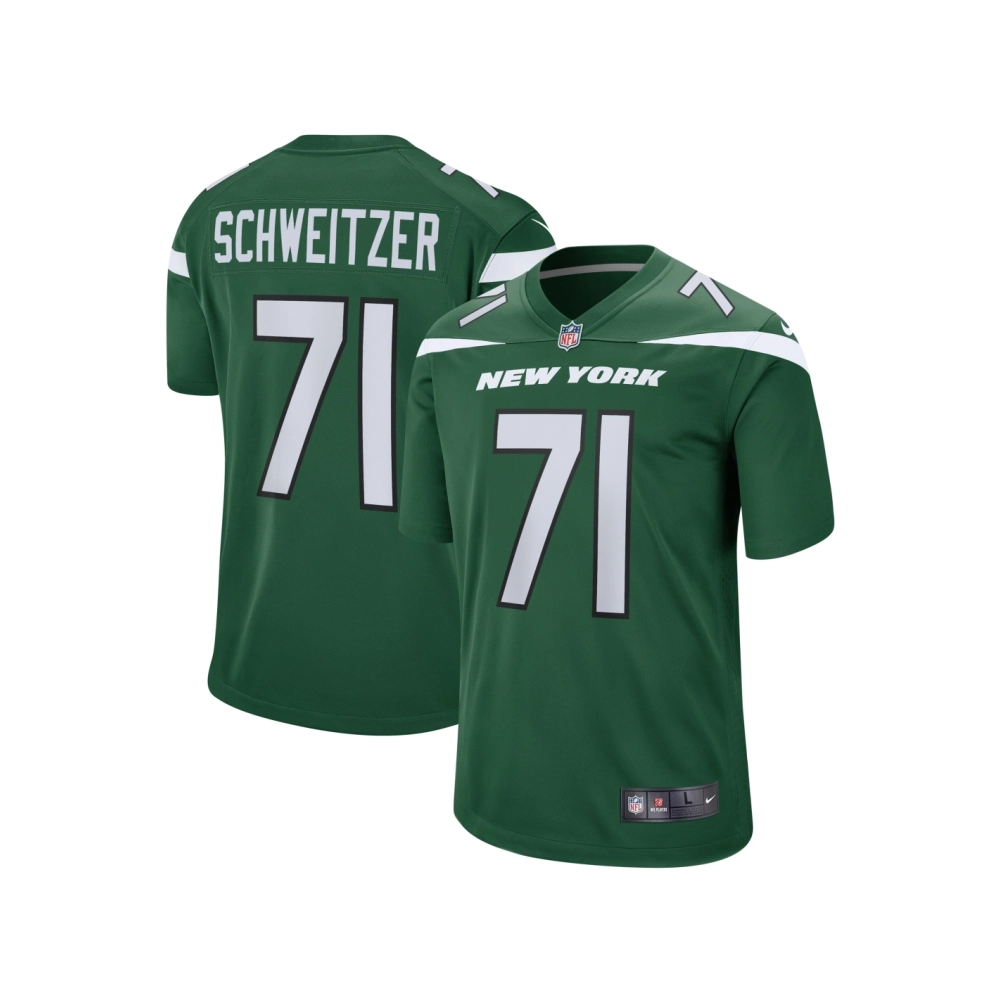 Mens New York Jets Wes Schweitzer Green Game Jersey