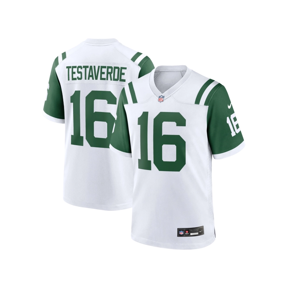 Mens New York Jets Vinny Testaverde White Classic Alternate Retired Player Game Jersey