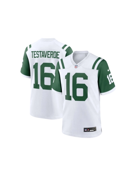 Mens New York Jets Vinny Testaverde White Classic Alternate Retired Player Game Jersey