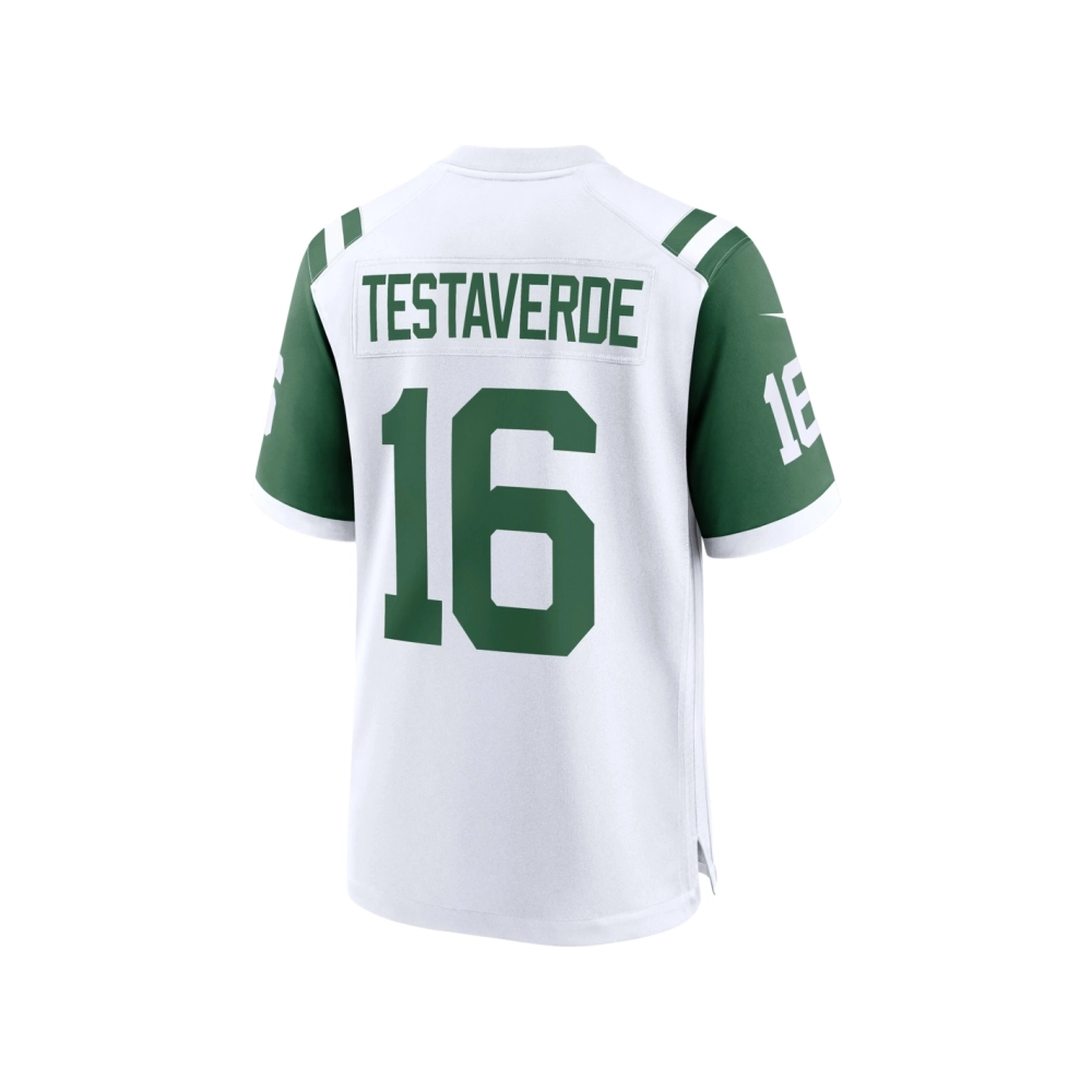 Mens New York Jets Vinny Testaverde White Classic Alternate Retired Player Game Jersey