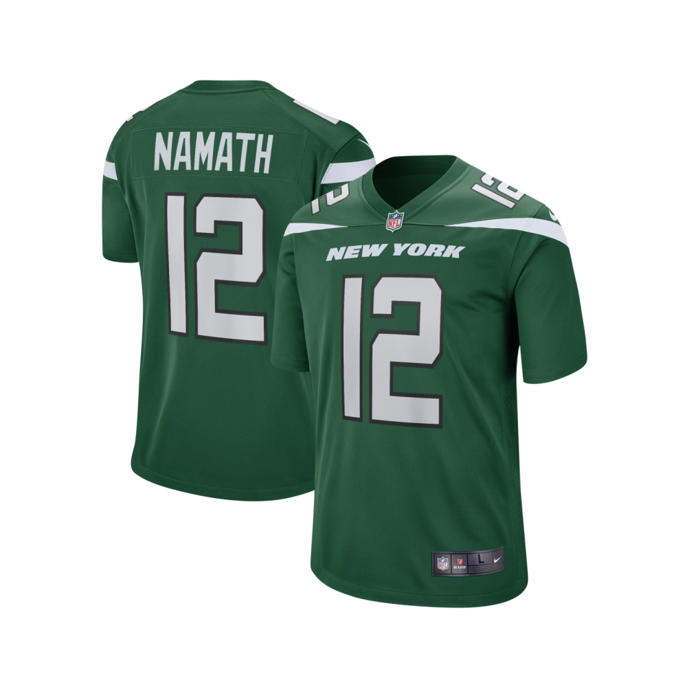 Mens New York Jets Joe Namath Gotham Green Game Retired Player Jersey