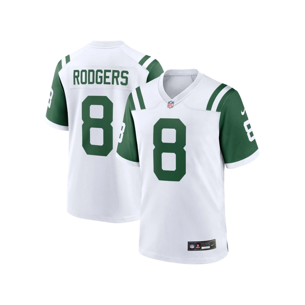 Mens New York Jets Aaron Rodgers White Classic Alternate Game Jersey