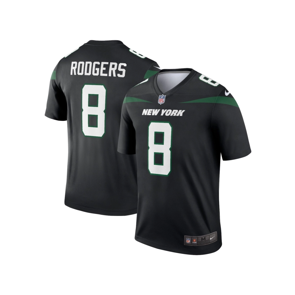Mens New York Jets Aaron Rodgers Stealth Black Alternate Legend Player Jersey