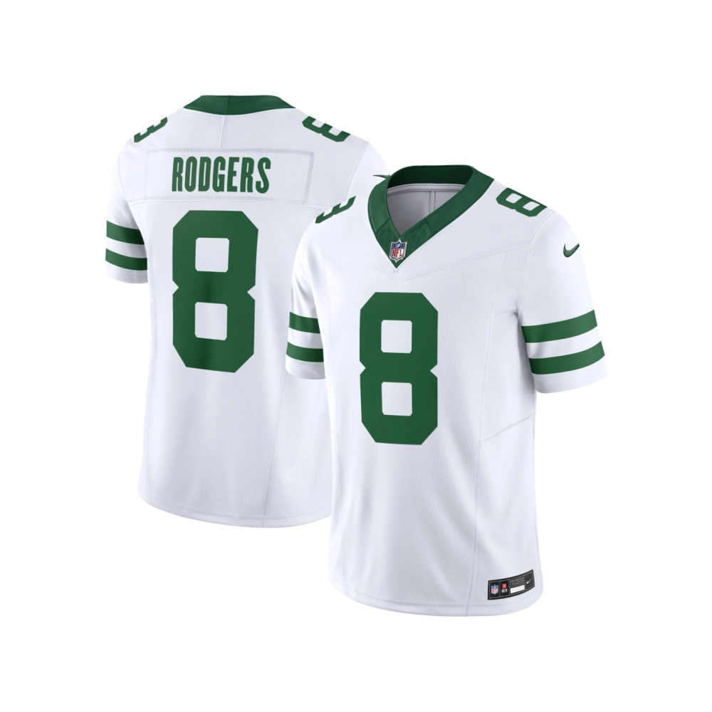 Mens New York Jets Aaron Rodgers Legacy White Vapor F.U.S.E. Limited Jersey