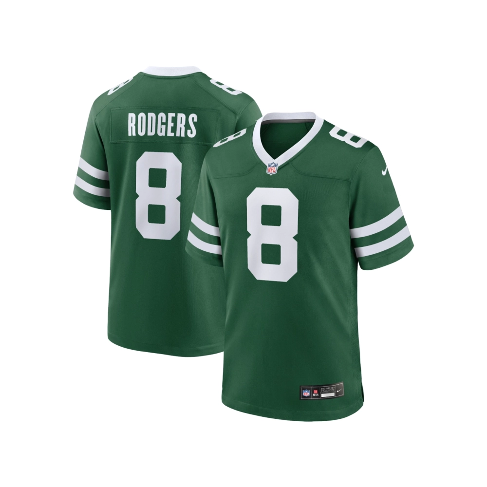 Mens New York Jets Aaron Rodgers Legacy Green Game Jersey