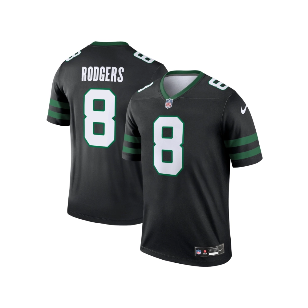 Mens New York Jets Aaron Rodgers Legacy Black Alternate Legend Jersey