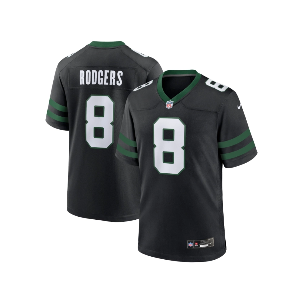 Mens New York Jets Aaron Rodgers Legacy Black Alternate Game Jersey