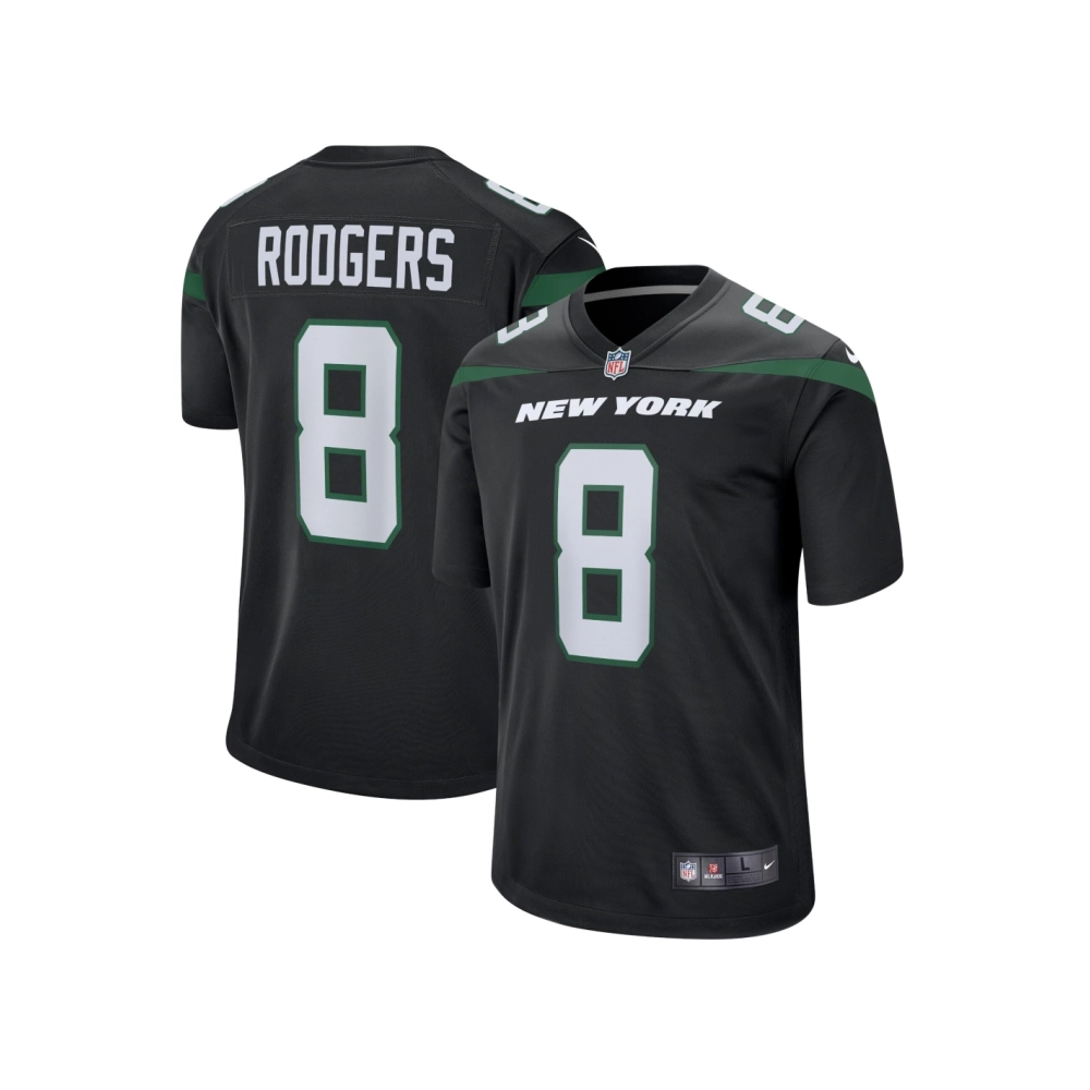 Mens New York Jets Aaron Rodgers Black Game Jersey