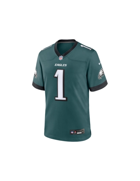 Mens Philadelphia Eagles Number 1 Groom Midnight Green Game Jersey