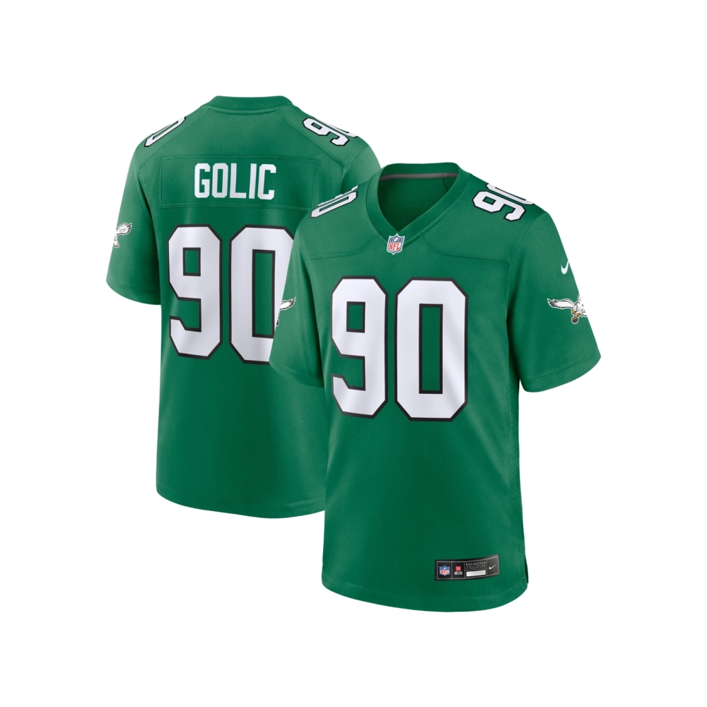 Mens Philadelphia Eagles Mike Golic Kelly Green Alternate Game Jersey