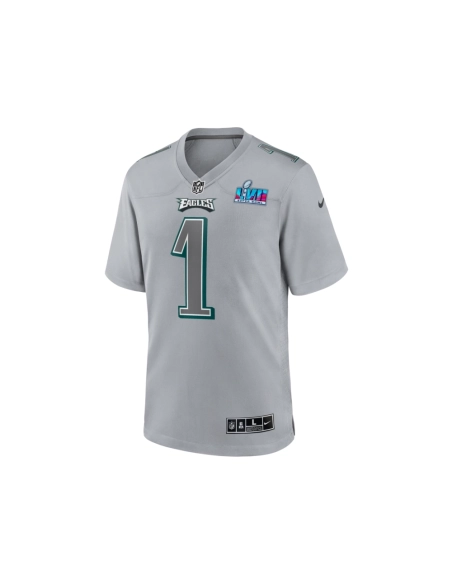 Mens Philadelphia Eagles Jalen Hurts Gray Super Bowl LVII Patch Atmosphere Fashion Game Jersey