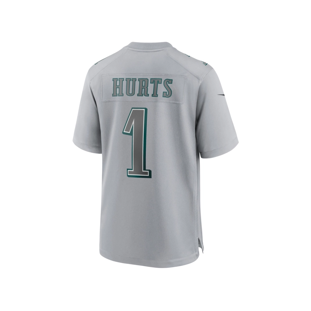 Mens Philadelphia Eagles Jalen Hurts Gray Super Bowl LVII Patch Atmosphere Fashion Game Jersey