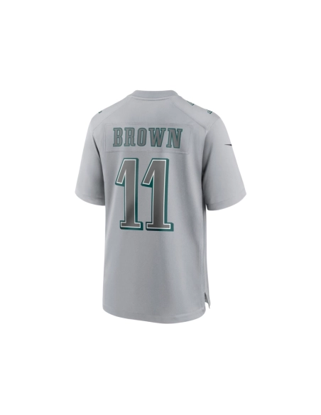 Mens Philadelphia Eagles A.J. Brown Gray Super Bowl LVII Patch Atmosphere Fashion Game Jersey