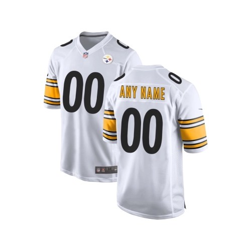 Mens White Pittsburgh Steelers Away Custom Game Jersey
